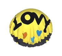 Love You With All My Heart Bonnet de douche réutilisable double couche imperméable avec cordon élastique pour le nettoyage de la maison