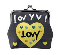 Love You with All My Heart Porte-monnaie double face pour femme, petit porte-cartes en cuir synthétique