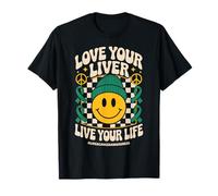 Love Your Liver Live Your Life Groovy Liver Cancer Awareness T-Shirt