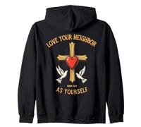 Love Your Neighbor as Yourself Cross Bible Verset Christian Sweat à Capuche