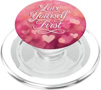 Love Yourself First Self Love Pink Heart PopSockets PopGrip pour MagSafe