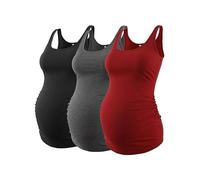 Love2Mi Lot de 3 débardeurs de grossesse sans manches pour femme, Noir/gris foncé chiné/rose Arizona, XL