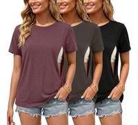 Love2Mi Lot de 3 ou 4 t-shirts d'allaitement avec fermeture éclair cachée, ouverture d'allaitement, court t-shirt d'allaitement pour femmes enceintes