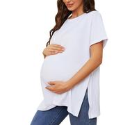 Love2Mi T-shirt de grossesse à manches courtes pour femme, Blanc., L