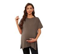 Love2Mi T-shirt de grossesse à manches courtes pour femme, café, M