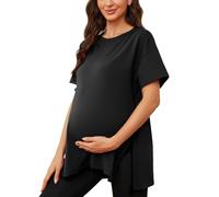 Love2Mi T-shirt de grossesse à manches courtes pour femme, Noir , M