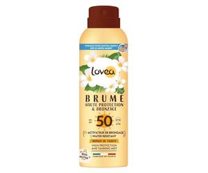 LOVEA - Brume Solaire FPS 50 - Haute Protection & Bronzage Visage & Corps - Activateur de Bronzage - Monoï De Tahiti - Protection UVA/UVB - Fini Invisible - Vegan - Fabriqué En France - 150 ml