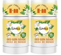 LOVEA - Déo-Soin Solide - Déodorant - Huile De Monoï - Efficacité 24h - 98% D'Origine Naturelle - Sans Alcool - Vegan - Fabriqué En France - 50 g (Lot de 2)