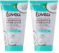 LOVEA - Gommage Corps 2 en 1 - Huile de Coco Bio - Peau Normale à Sèche - Exfoliant & Hydratant - Formule Vegan - 99% d'Origine Naturelle - Grains 100% Naturels - Fabriqué en France - 150ml (Lot de 2)