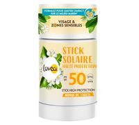 LOVEA - Stick Solaire FPS 50 - Haute Protection Visage & Zones Sensibles - Monoï De Tahiti - Protection UVA/UVB - Fini Invisible & Résistant À L'Eau - Vegan - Fabriqué En France - 40 g