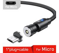 Lovebay-Câble Magnétique Rotatif Résistant à 540 °,Micro USB Type C,pour iPhone 12 11 Pro Samsung Xiaomi - Type Black for Mirco-0.5m