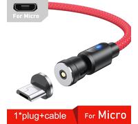 Lovebay-Câble Magnétique Rotatif Résistant à 540 °,Micro USB Type C,pour iPhone 12 11 Pro Samsung Xiaomi - Type Red for Mirco-1m