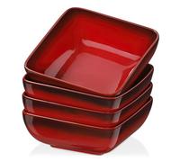 LOVECASA 4 Pcs Bols à Céréales en Grès, Ensemble de Bol à Soupe/Salade 800ml pour Petit Déjeuner - Va au Micro-Ondes - Rouge dégradé