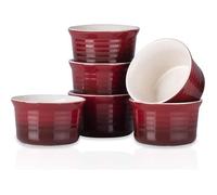 LOVECASA, Ramequin Dish en Céramique, Ramequin Moule à Soufflé Crème Brulée, Coupelle à Dessert Tapas pour Four, 6 Pièces x 280 CC