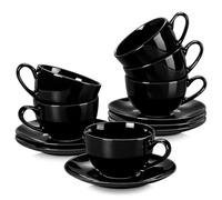 LOVECASA, Série Sweet, Service à Café Thé en Porcelaine pour 6 Personnes, Tasse à cappuccino 230ml + Soucoupe