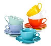 LOVECASA, Série Sweet, Service à Café Thé en Porcelaine pour 6 Personnes, Tasse à cappuccino 230ml + Soucoupe