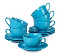 LOVECASA, Série Sweet, Service à Café Thé en Porcelaine pour 6 Personnes, Tasse à cappuccino 230ml + Soucoupe