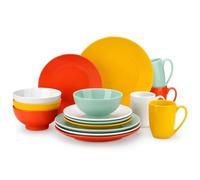 LOVECASA Service de Table 16 Pièces pour 4 Personnes, Série Sweet, Service Complet en Porcelaine, 4 Assiettes Plates, 4 Assiettes à Desserts, 4 Bols à Céréales, 4 Tasses Mugs