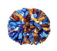 Lovecheer Lot de 2 pompons métalliques orange et bleu avec poignée pour montrer les esprits d'équipe lors d'événements sportifs, basket-ball, hockey, fête, danse