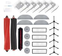 LOVECO Accessoires de Remplacement pour Roborock S8 MaxV Ultra, 2 brosses en caoutchouc, 4 Filtres, 6 brosses latérales, 4 serpillières, 4 balais latéraux, 6 sacs à poussière, 1 Brosse de nettoyage