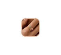 LOVECOM Bague en argent sterling S925 plaqué or 14 carats avec opale réglable pour soulager le stress et l'anxiété - Cadeau de Noël pour maman, 8-9, Argent sterling, Opale