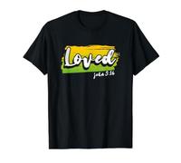 Loved John 3:16 Verset biblique chrétien T-Shirt Graphique avec Valeur, Homme, Noir, M