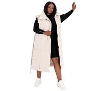 Lovedrobe Ladies Womens Gilet Sleeveless Winter Jacket Coat Long Quilted Body Warmer Plus Size with Belt Pockets Collar Hoodless Veste De Tailleur, Stone, 18 Femme
