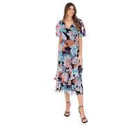 Lovedrobe Women's Ladies Midaxi Dress Short Puff Sleeves V-Neckline Faux-Wrap Top Tiered Ruffle Hem A-Line Chiffon Casual Imprimé Floral 42