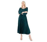 Lovedrobe Women's Midaxi Dress Ladies Emerald Green Pleated Empire A-Line High Waist Tie Neck Wedding Guest Cocktail Evening Prom Vert Émeraude 52