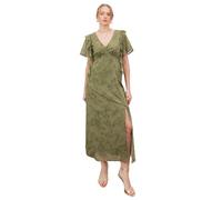 Lovedrobe Womens Olive Metallic Maxi Dress, Elegant Flutter Sleeve V Neck Wedding Guest Dress Size 22