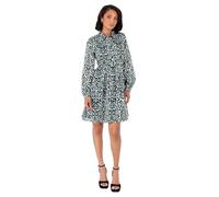 Lovedrobe Women's Shirt Dress Ladies Mini Long Sleeve Point Collar Lurex Paisley Print Smock Shift Smart Casual Office Wear Party, Vert 42