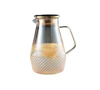 LoveFirst 1.55 L Carafe Eau en Verre Avec couvercle et Anse, Ambré et Résistant à la Chaleur Bouteille Borosilicaté pour Boissons Chaudes et Froides,Thé Tlacé,Lait,Café,Vin de Jus
