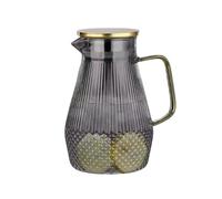 LoveFirst 1.55 L Carafe Eau en Verre Avec couvercle et Anse, Gris et Résistant à la Chaleur Bouteille Borosilicaté pour Boissons Chaudes et Froides,Thé Tlacé,Lait,Café,Vin de Jus