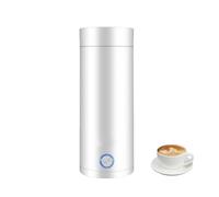 LoveFirst 400 ml Bouilloire Electrique de Voyage Portable 3 en 1 en Acier Inoxydable Tasse Chauffante Ébullition Rapide et Arrêt Automatique pour Préparer du Thé, du Café et du Lait, Blanc