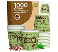 LoveGreenCUP Lot de 1000 verres en papier à café 65 ml Verres écologiques biodégradables jetables pour petites boissons chaudes