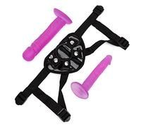 Lovehoney Coffret Gode Ceinture - 2 Godes Ceinture Réalistes Pour Pegging - Godemichets Base Évasée 15 cm et 20 cm - 3 Anneaux en O et Harnais Réglable - Étanche - Violet