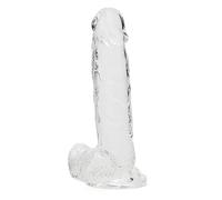 Lovehoney Gode réaliste - Gode ventouse 20 cm - Gode ferme point G et anal avec boules - Sextoy adulte pour hommes et femmes - Gode sangle compatible avec harnais - Étanche - Transparent
