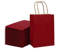 Loveinside 15X8X21 cm Sacs En Papier Petits Sacs-Cadeaux Rouges Kraft En Vrac Avec Poignées Pour Les Cadeaux De Fête De Mariage D'Anniversaire 25Pcs/Set