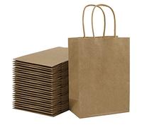 Loveinside 21X11X27 cm Sacs En Papier Medium Kraft Brown Sacs-Cadeaux En Vrac Avec Poignées Pour Les Cadeaux De Fête De Mariage D'Anniversaire 25Pcs/Set