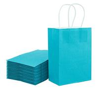 Loveinside 21X11X27 cm Sacs En Papier Moyen Kraft Bleu Sacs-Cadeaux En Vrac Avec Poignées Pour Les Cadeaux De Fête De Mariage D'Anniversaire 25Pcs/Set