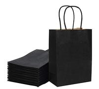 Loveinside 21X11X27 cm Sacs En Papier Moyen Kraft Noir Sacs-Cadeaux En Vrac Avec Poignées Pour Les Cadeaux De Fête De Mariage D'Anniversaire 25Pcs/Set
