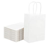 Loveinside 33X25.4X12.7 cm Sacs En Papier Kraft Blanc Sacs-Cadeaux En Vrac Avec Poignées Pour Les Faveurs De Fête De Mariage D'Anniversaire 25 Pièces/Ensemble
