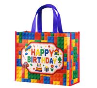 Loveinside Grand sac cadeau d'anniversaire en briques réutilisables avec poignées - 25,4 x 12,7 x 33 cm - Sacs cadeaux design blocs de construction colorés pour garçons, filles, fête d'anniversaire,