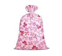 Loveinside Grand sac cadeau en plastique avec nœud rose avec étiquette et cravate pour anniversaire de fille, fête prénatale, mariage, fête d'oiseaux et Saint-Valentin, 142,2 x 91,4 cm, 1 pièce