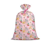 Loveinside Jungle Animal Jumbo Plastic Gift Bag, Pink Giraffe Zebra Cheetah Design, Large Wrap Bag with Tag and Tie for Girls Birthday Parties, 56" x 36", 1 Pcs