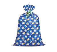 Loveinside Sac cadeau d'anniversaire en plastique géant, motif cupcake bleu et cœur, grand sac d'emballage avec étiquette et cravate pour les événements d'anniversaire d'enfants et de garçons, 56" x