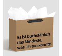 Loveinside Sac cadeau kraft slogan allemand amusant “Es ist buchstäblich das Mindeste, was ich tun konnte.” - Idéal pour anniversaires cadeaux fête - 33 x 25.4 x 12.7 cm