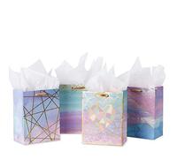 Loveinside Sacs de Cadeau de Taille Moyenne de -Sac de Cadeau de modèle de marbre de Coloful avec Le Papier de Soie pour des achats, des Parties, Le Mariage - 4 Pack-18 X 23 X10cm