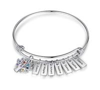 Lovejewellery Bracelet Arbre de Vie Personnalisé avec 2 à 7 Nom Gravure Bracelets en Argent Femmes Mère Fille Bracelet Cadeau pour Noël Fête des Mères Anniversaire