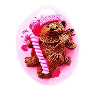 Lovelegis Moule en Silicone Ourson de Noël avec écharpe Bonnet et Bonbon pour Bougies douceurs décorations de Noël Cadeau Hiver